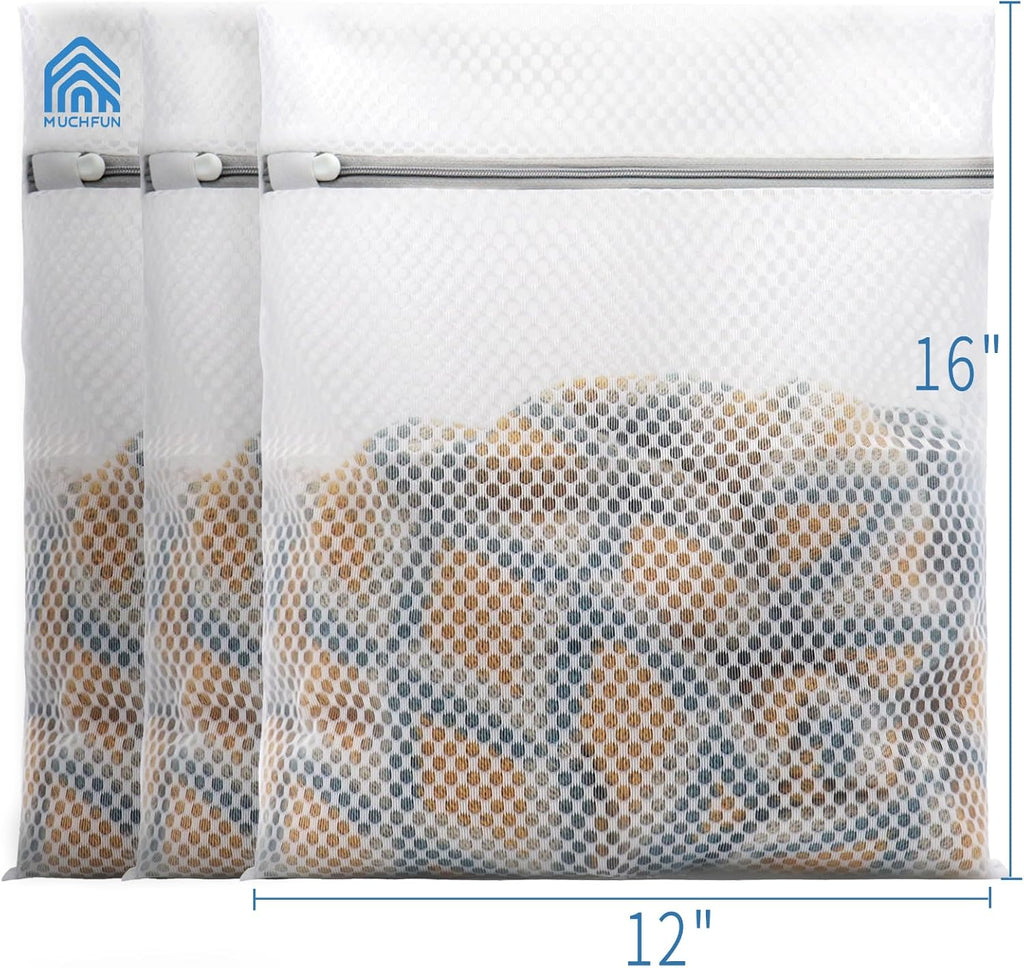 3Pcs Durable Honeycomb Mesh Laundry Bags for Delicates 12x16 Inches | (3 Medium)