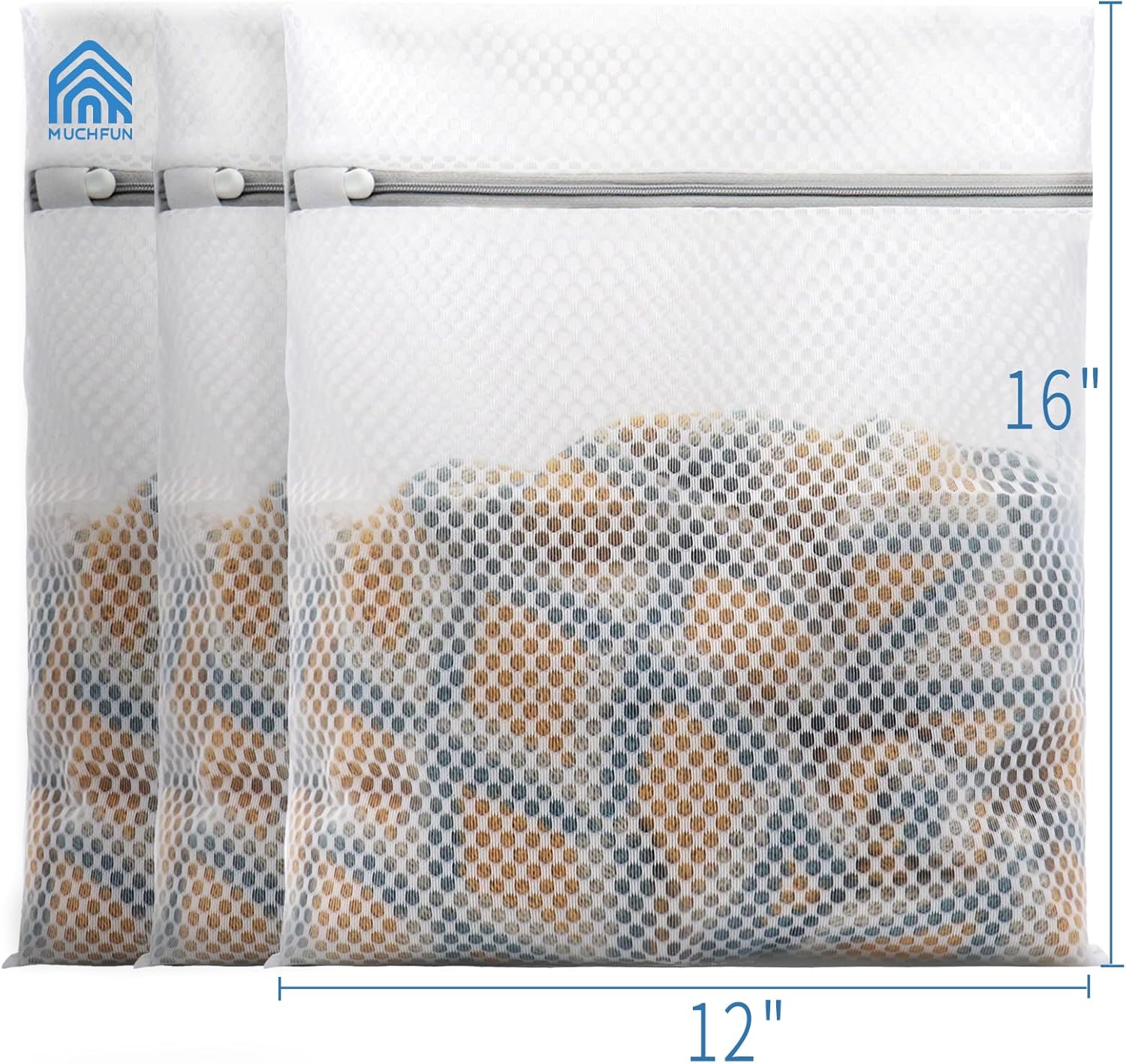 3Pcs Durable Honeycomb Mesh Laundry Bags for Delicates 12x16 Inches | (3 Medium)