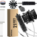 21FT Chimney Brush Kit, Multi-Purpose Dryer Vent Cleaning Brush Kit with 4" Brush Head, Professional Lint Cleaning