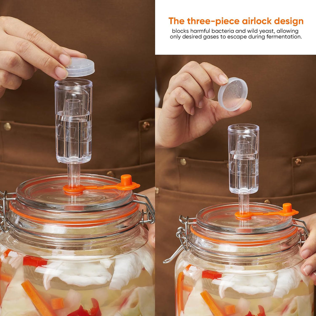 0.6 Gallon Fermentation Jars with Airlocks, 2 Pack Glass Kit | 4.2 inch wide mouth, small batch size