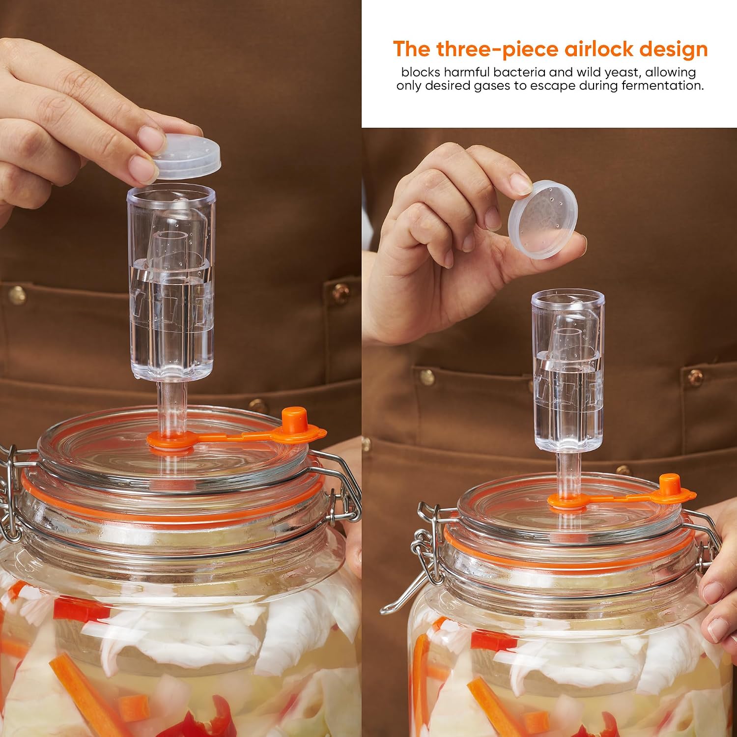 0.6 Gallon Fermentation Jars with Airlocks, 2 Pack Glass Kit | 4.2 inch wide mouth, small batch size
