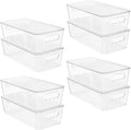 8pcs Clear Organizers and Storage Bins with Lids, Stackable Plastic Storage Containers with Handles for Fridge
