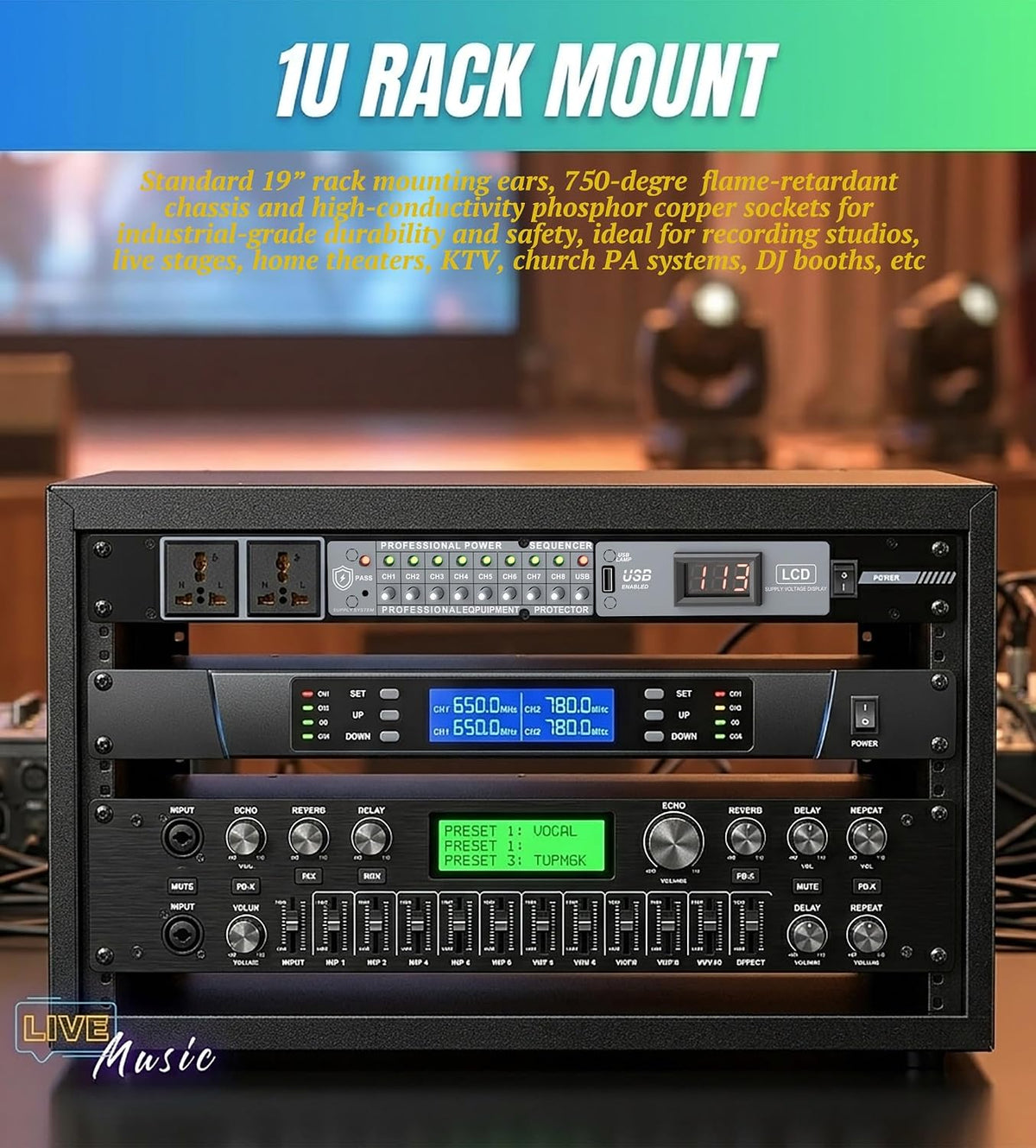 10 Outlet Power Conditioner 3000W 30A Power Sequencer for Audio Equipment