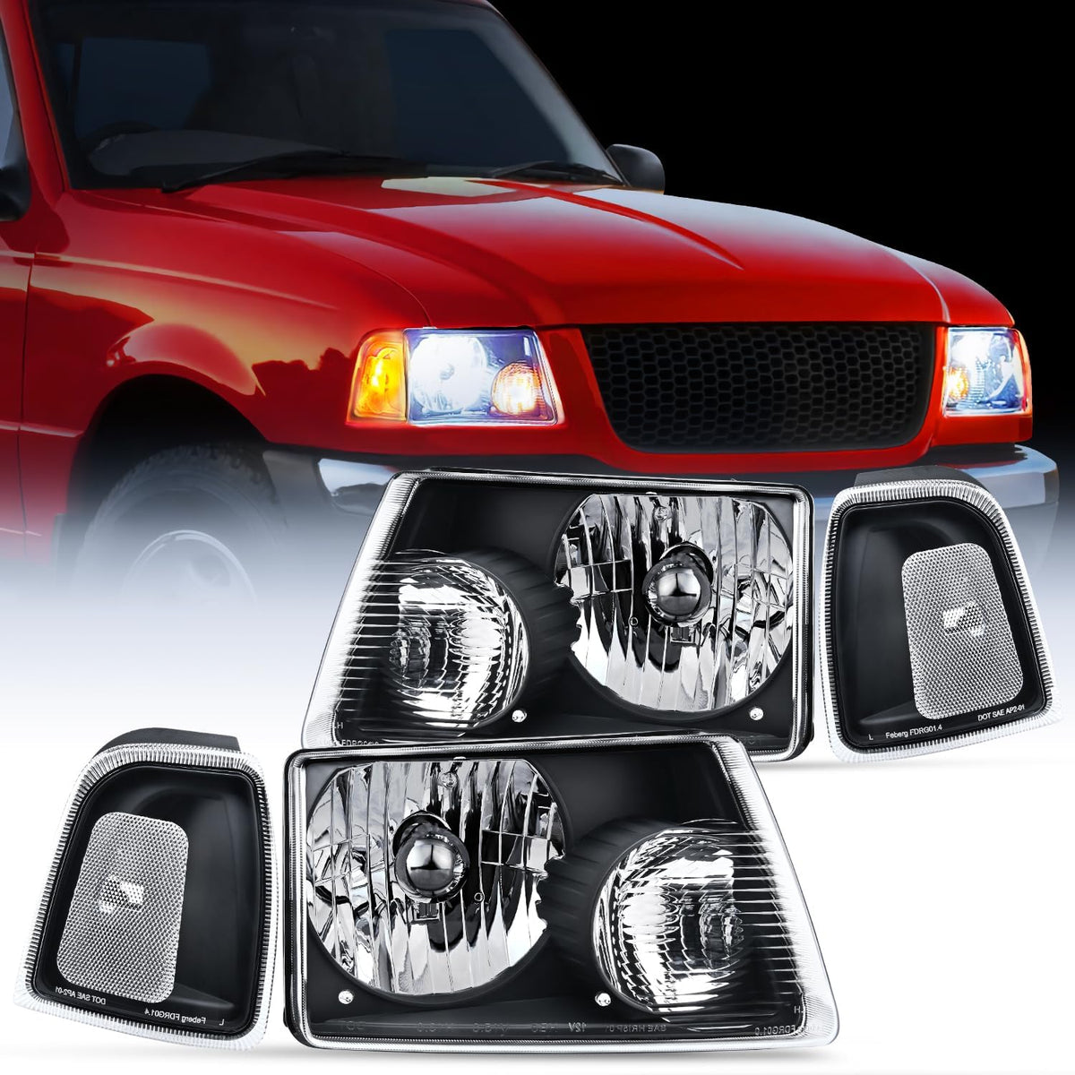 Nilight Headlight Assembly for 2001-2011 Ford Ranger