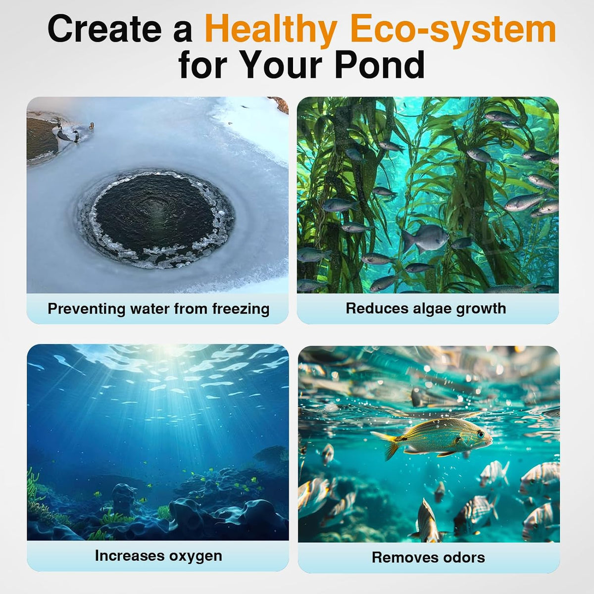 3/4 HP Pond Aerator Kit for Large Lakes up to 3 Acres, 5.76 CFM Aeration System with Upgraded Stainless Steel