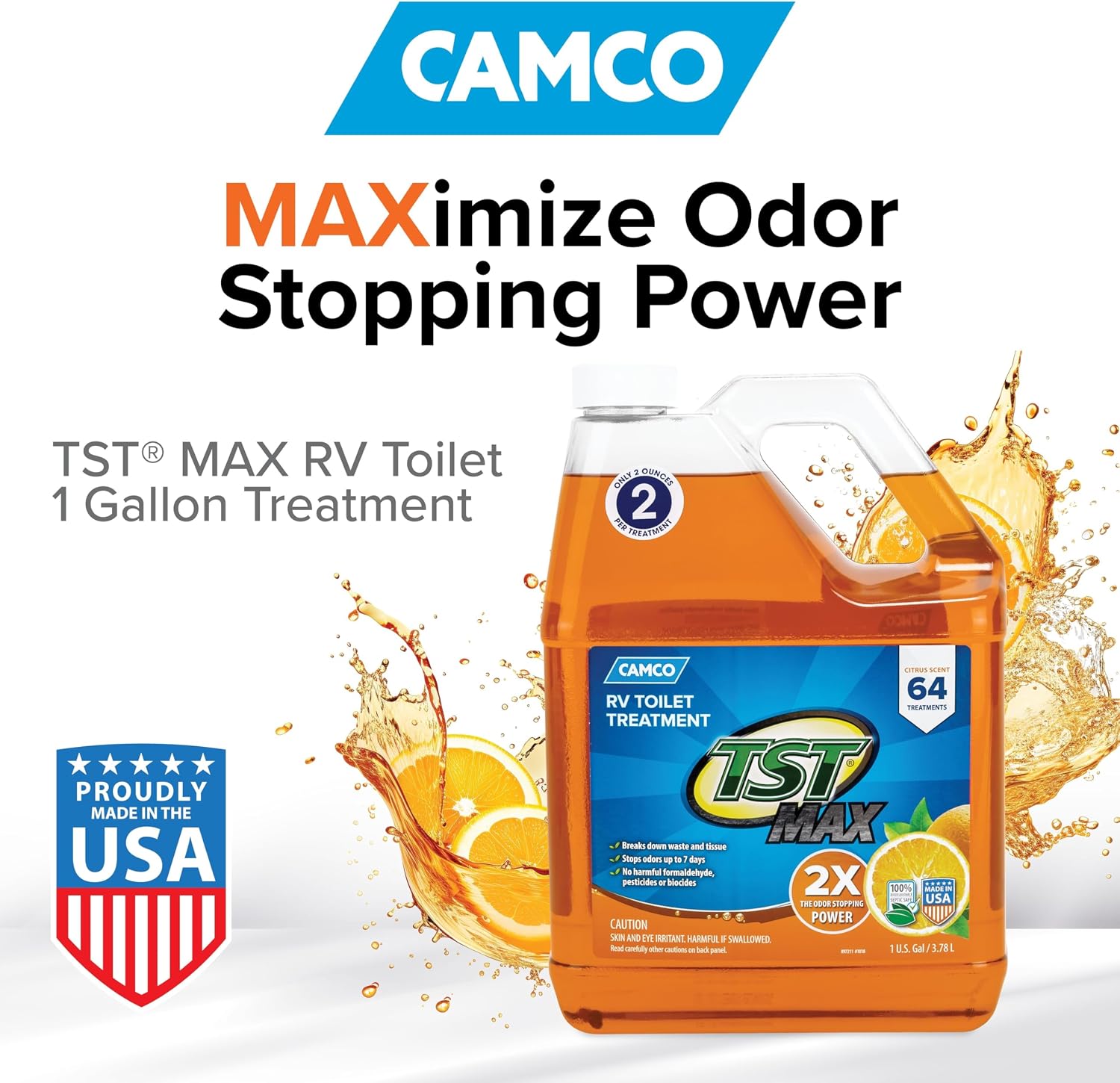 TST MAX RV Toilet Treatment 1-Gallon - Control Unwanted RV Sewer Odors & Break Down Waste and RV Toilet Paper