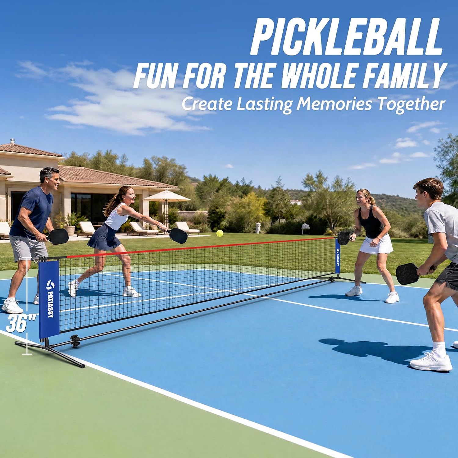 3-in-1 Badminton Volleyball Pickleball Net Set Adjustable Height | Backyard Outdoor Games, 17FT Portable Net, Height