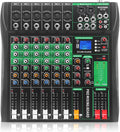 6 Channel Audio Mixer, Professional DJ Mixer Board Sound Music Mixing Console Digital Mixer with Reverb, Bluetooth