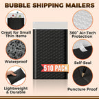 510-Pack Bubble Mailer 4'' x 8'' - Self-Sealing Waterproof Small Mailing Envelopes Padded Lightweight Shipping Bags