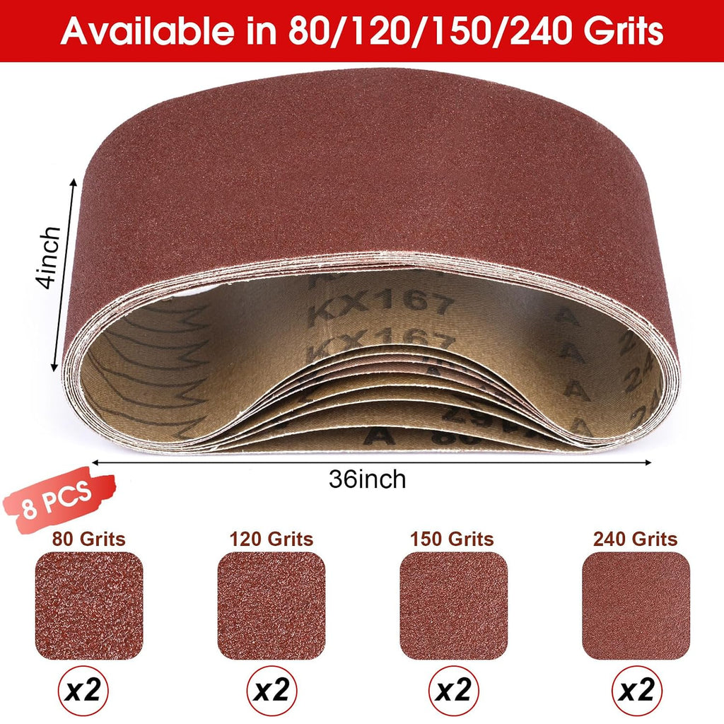 8 Pcs Belt Sander Paper, 3x21 Belt Sander Sanding Belts Sanding Belt