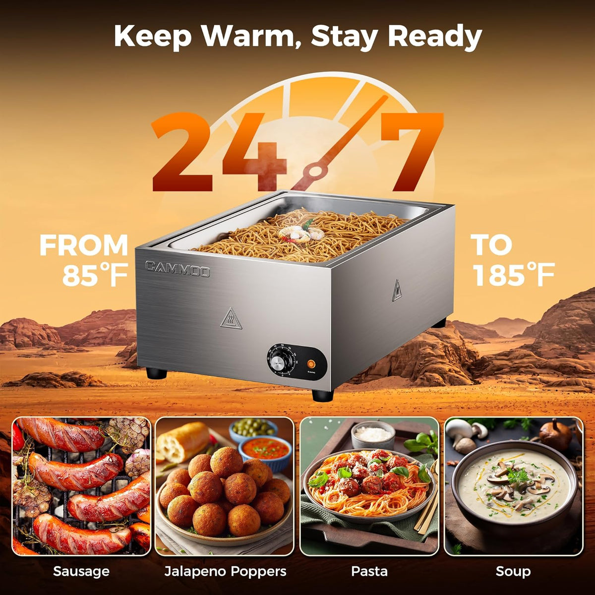 1200W Electric Steam Table Food Warmer