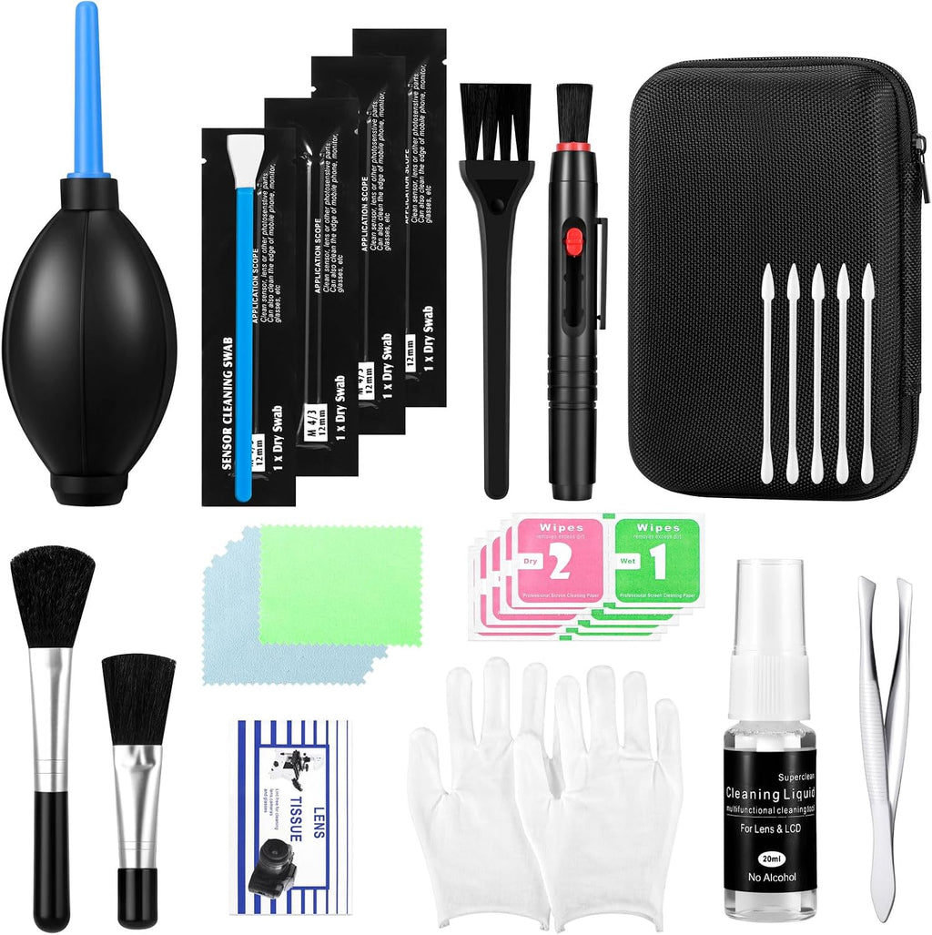 Camera Lens Cleaning Kit - Mirrorless and DSLR Camera Cleaning Kit, Including Lens Paper/Blower, Cotton swabs, dust