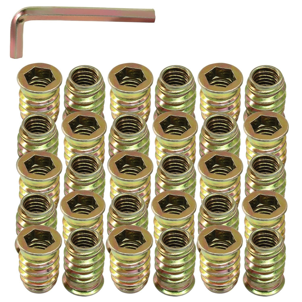 30 Pcs 5/16"-18 x 20mm Threaded Inserts for Wood