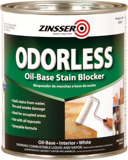Rust-Oleum Zinsser 3954 Odorless Oil-Base Stain Blocker Primer, Quart, White