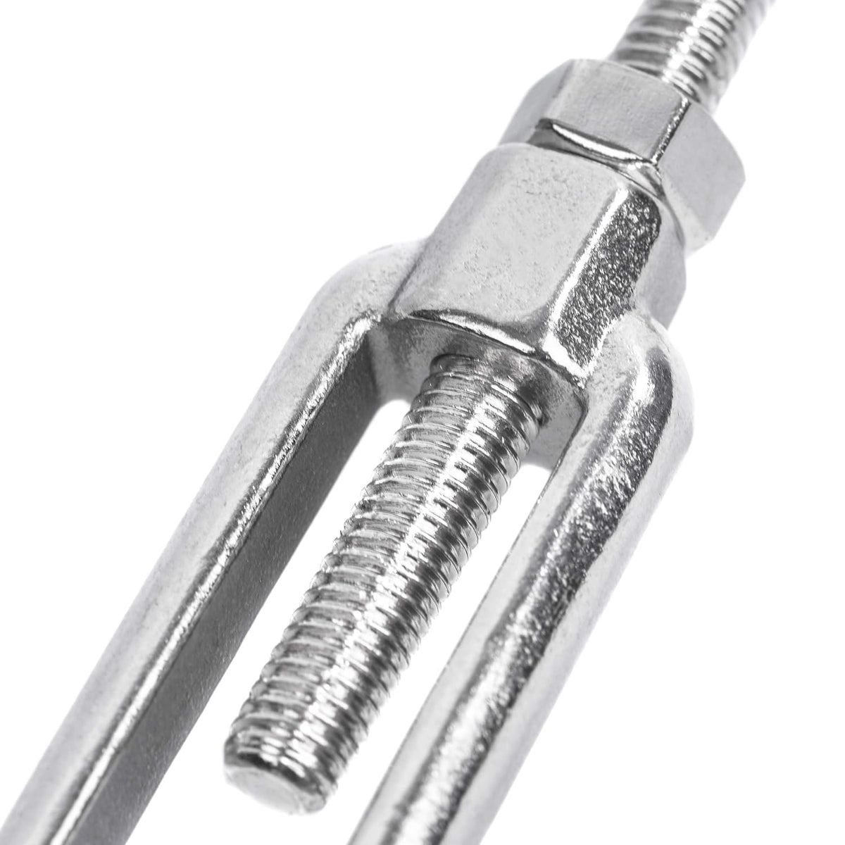Open-Body Stainless Steel Jaw & Jaw 3/16” x 2-1/8” Turnbuckles for Tensioning Cable or Rope, T316 Marine Grade