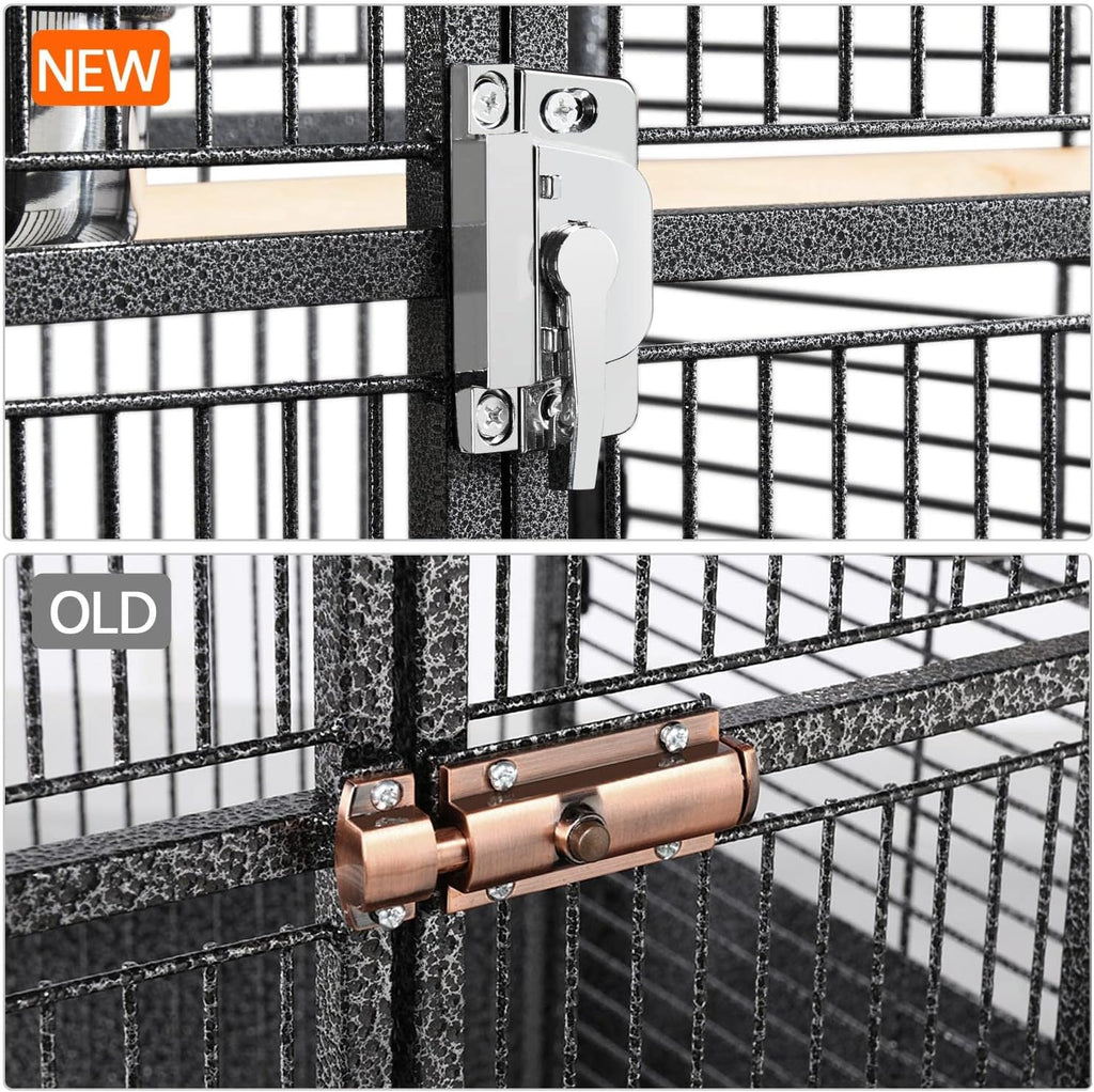 61" Playtop Parrot Bird Cage with Rolling Stand, Wrought Iron Parrot Cage for Cockatiels Quaker Conure Parakeet