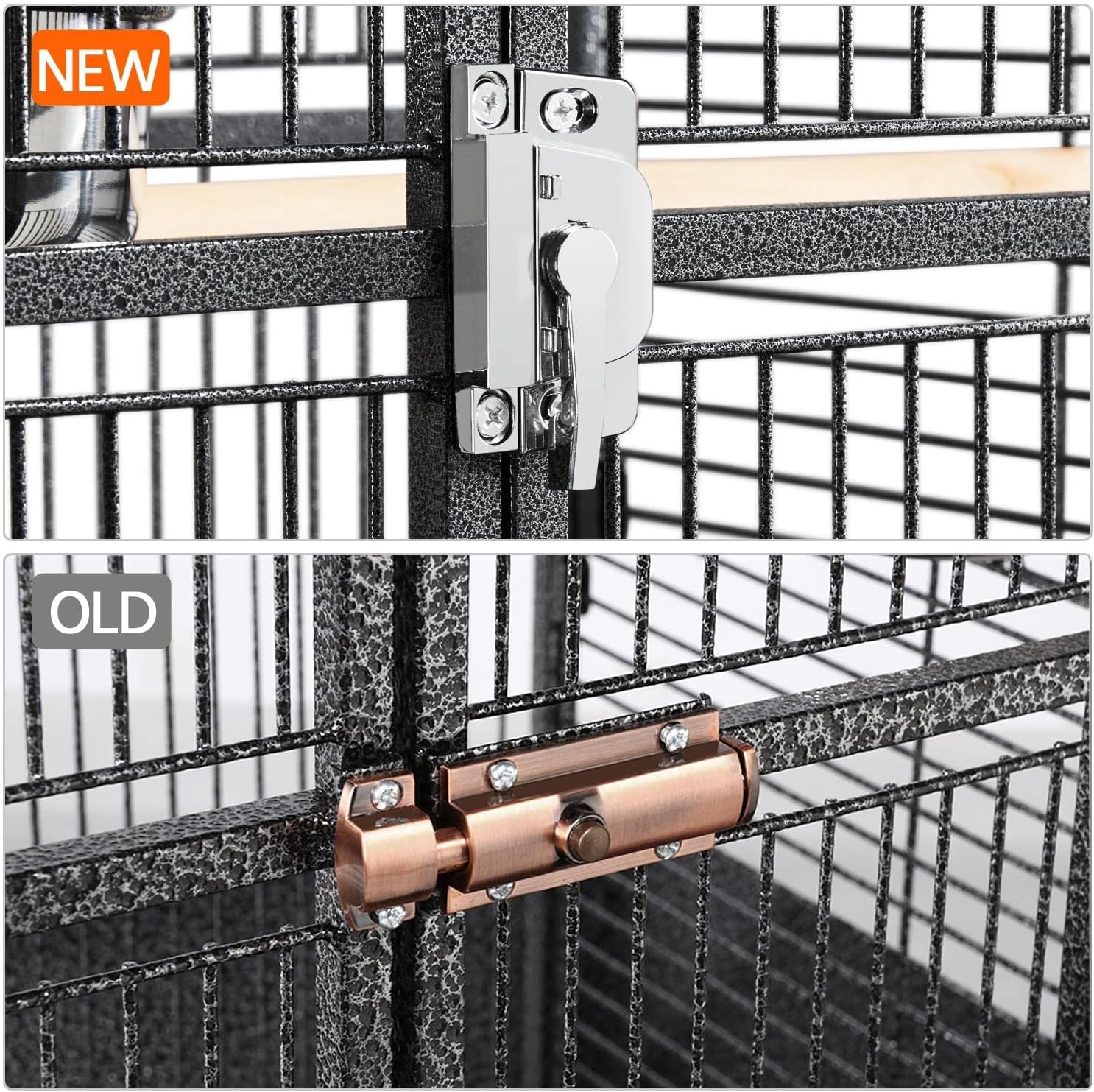 61" Playtop Parrot Bird Cage with Rolling Stand, Wrought Iron Parrot Cage for Cockatiels Quaker Conure Parakeet