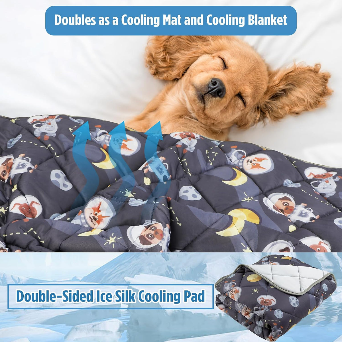 Dog Cooling Mat for Dogs 28" x 40", Pet Cooling Pad Blanket for Dogs & Cats, Ice Silk Fabric, Washable Breathable for