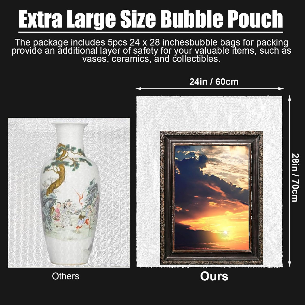 5 Pack 24 * 28 Inch Extra Large Bubble Pouches for Packing Shipping