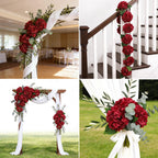 6Pcs Hydrangea Artificial Flowers Silk Hydrangeas,Dark Red