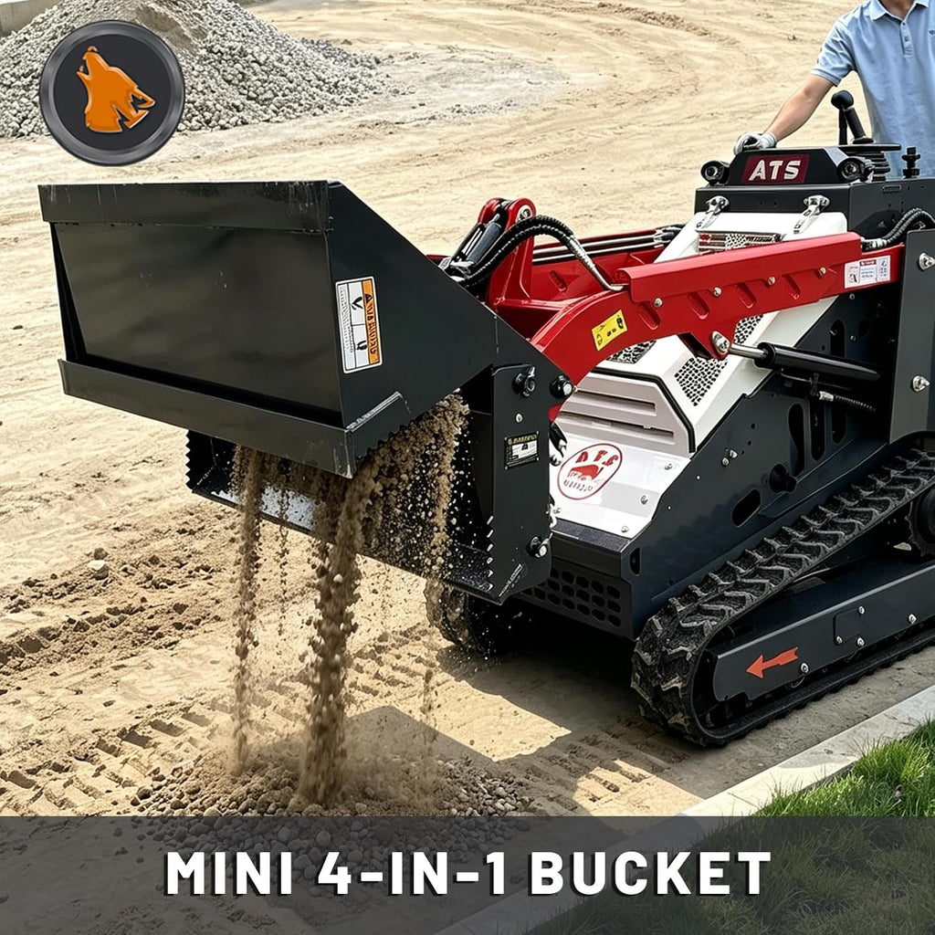 Mini skid steer loader 4-in-1 combination bucket attachment, width 51.5"
