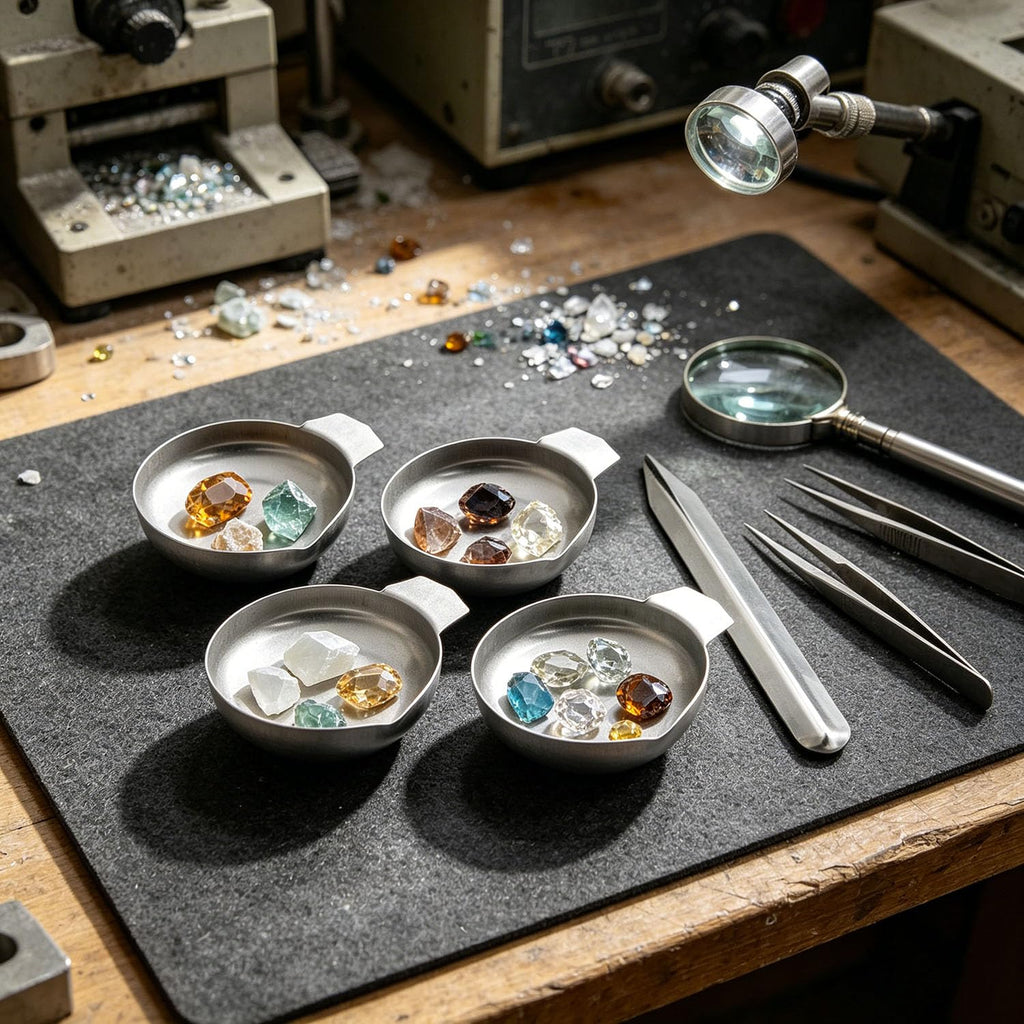 5 Pcs Silver Set, Includes 4 Electronic Scale Trays and 1 Scoop