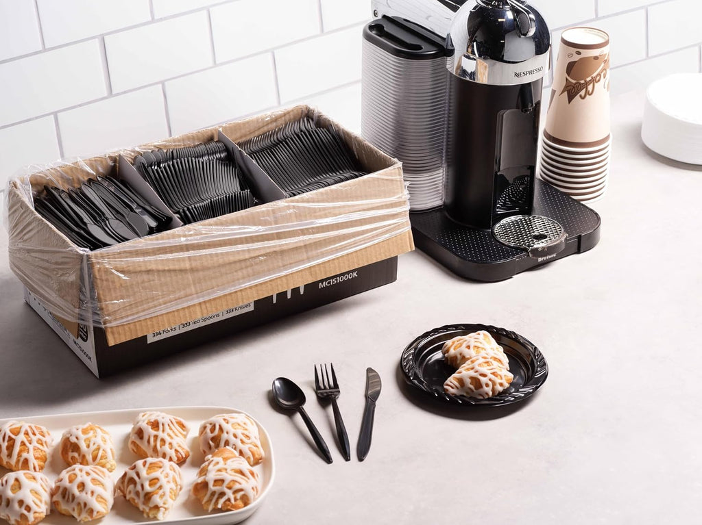 1000 Count Black Plastic Silverware Set Disposable Cutlery