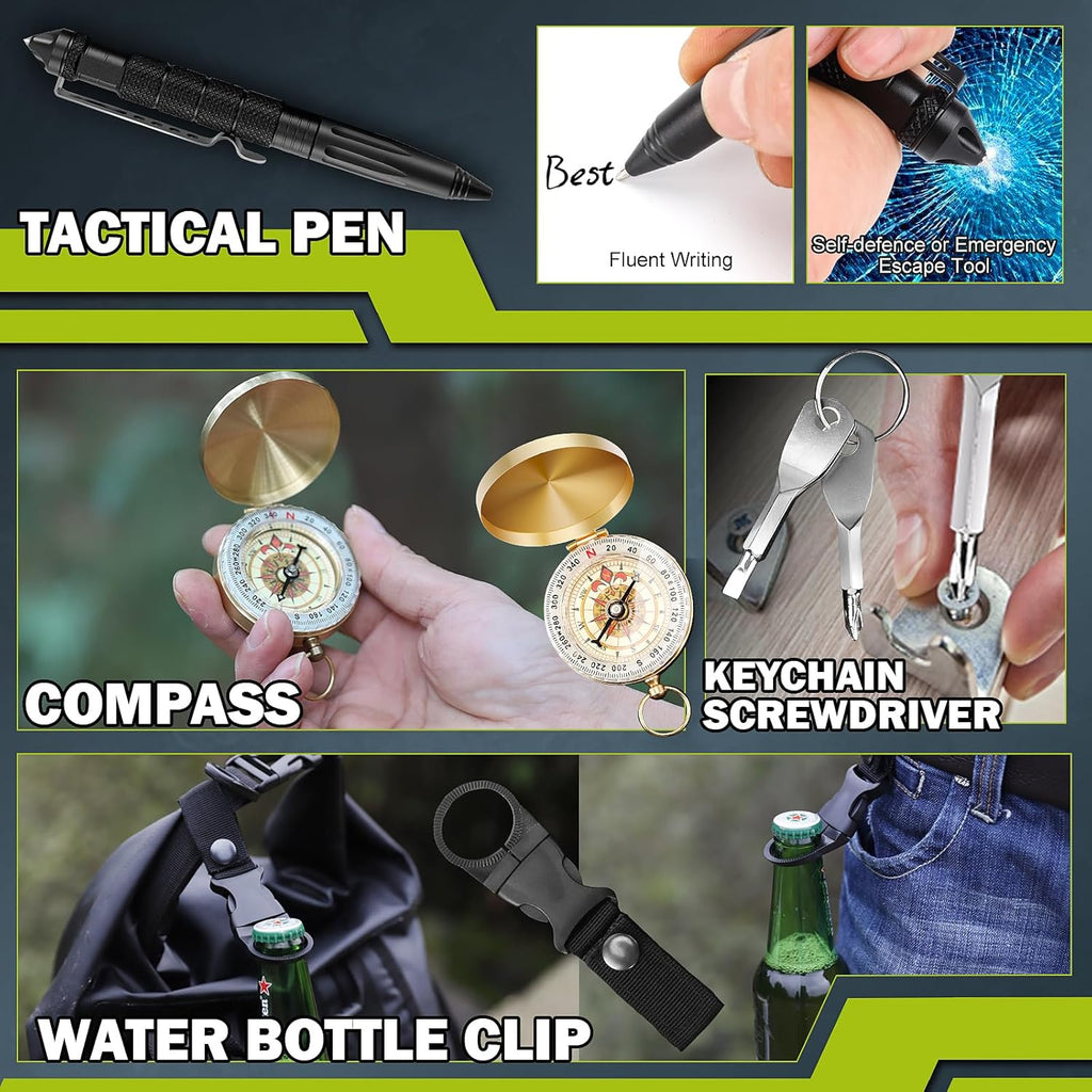 Survival Kit 17 in 1, Survival Gear and Supplies for Adult Teen Men, Survival Case, 2025 Xmas Holiday Surprise Gift