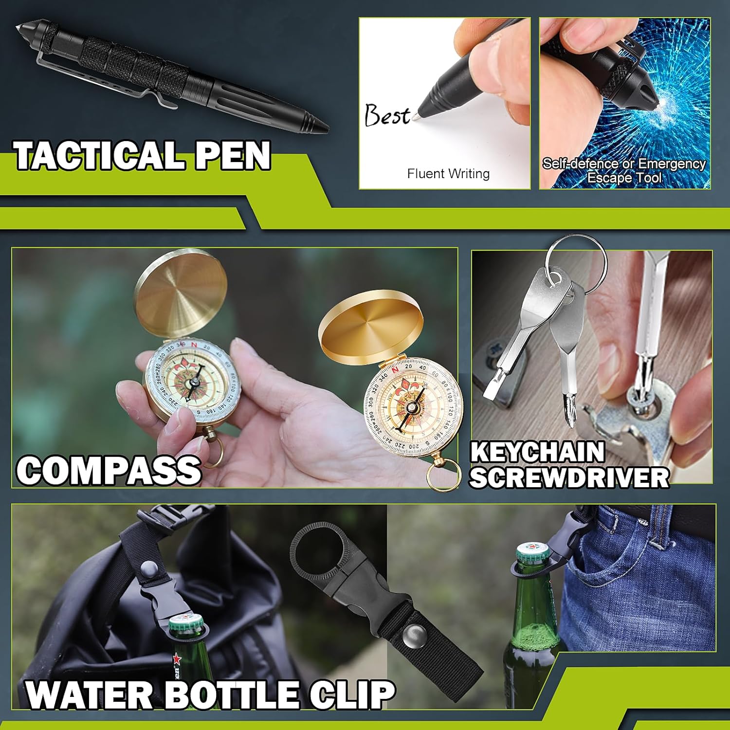 Survival Kit 17 in 1, Survival Gear and Supplies for Adult Teen Men, Survival Case, 2025 Xmas Holiday Surprise Gift