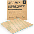 468MP Double Sided Adhesive Transfer Tape Sheets, 12" x 12", 5 Pack