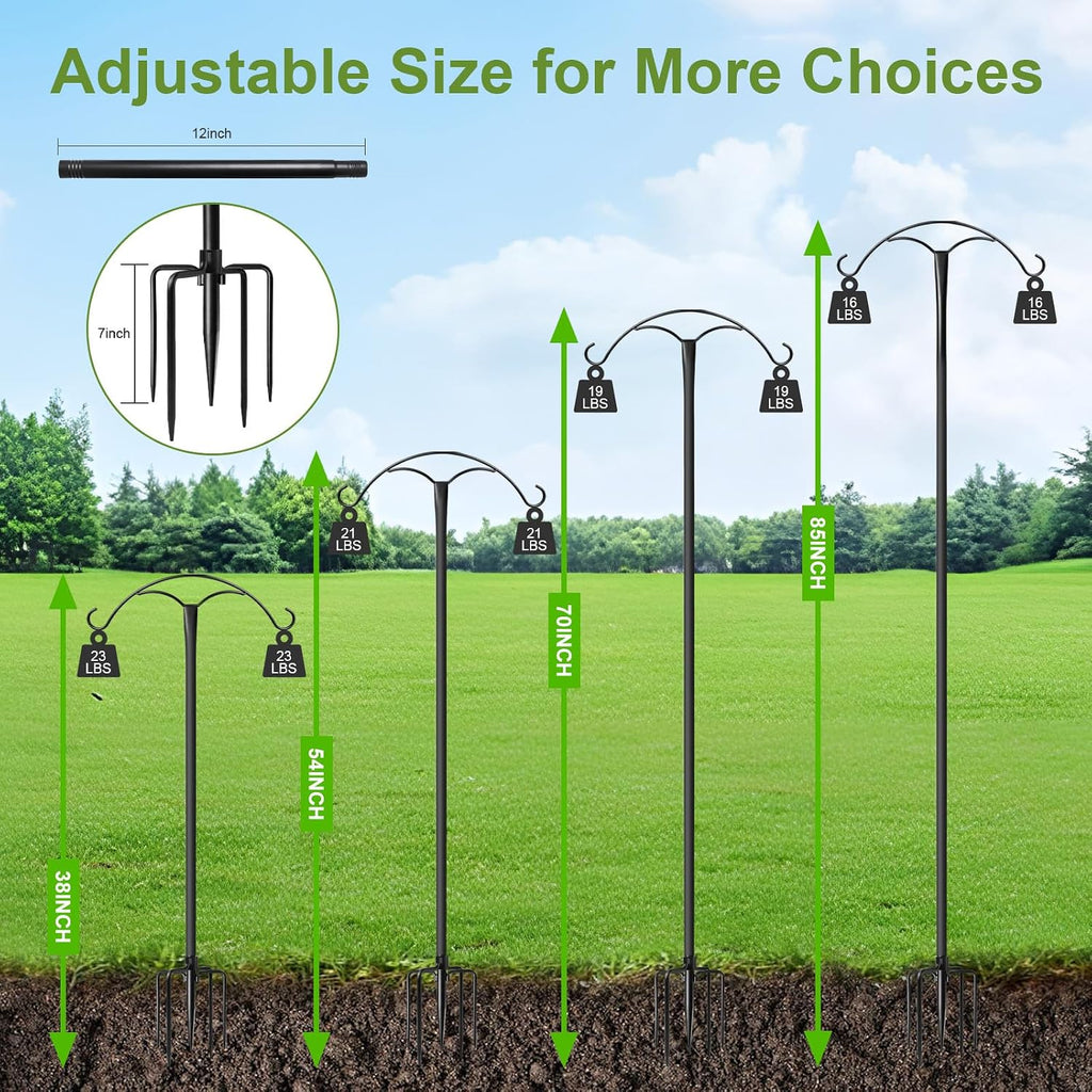 85 Inch Shepherds Hooks for Outdoor,Heavy Duty Shepherds Hooks for Outdoor with 5 Prong Base, Adjustable Stand Hanger