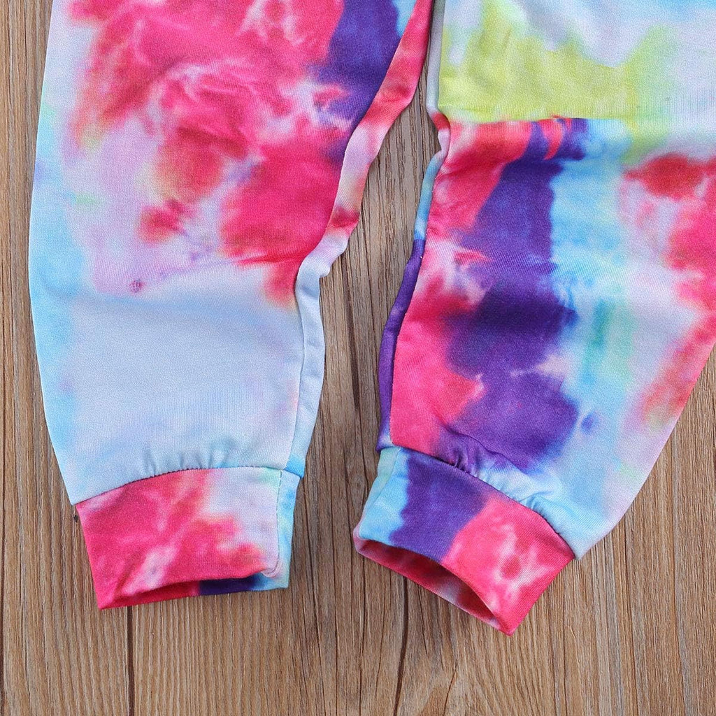 1-6T Toddler Baby Boy Girl Tie Dye Hoodie Pullover Sweatshirt Tops+Long Pants Outfit Set Girls Fall Winter Clothes