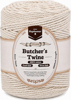 Thick Butcher's Twine,100% Cotton,500 Feet,2mm, Food Safe,Oven Safe, Kitchen Cooking String for Meat and Poultry