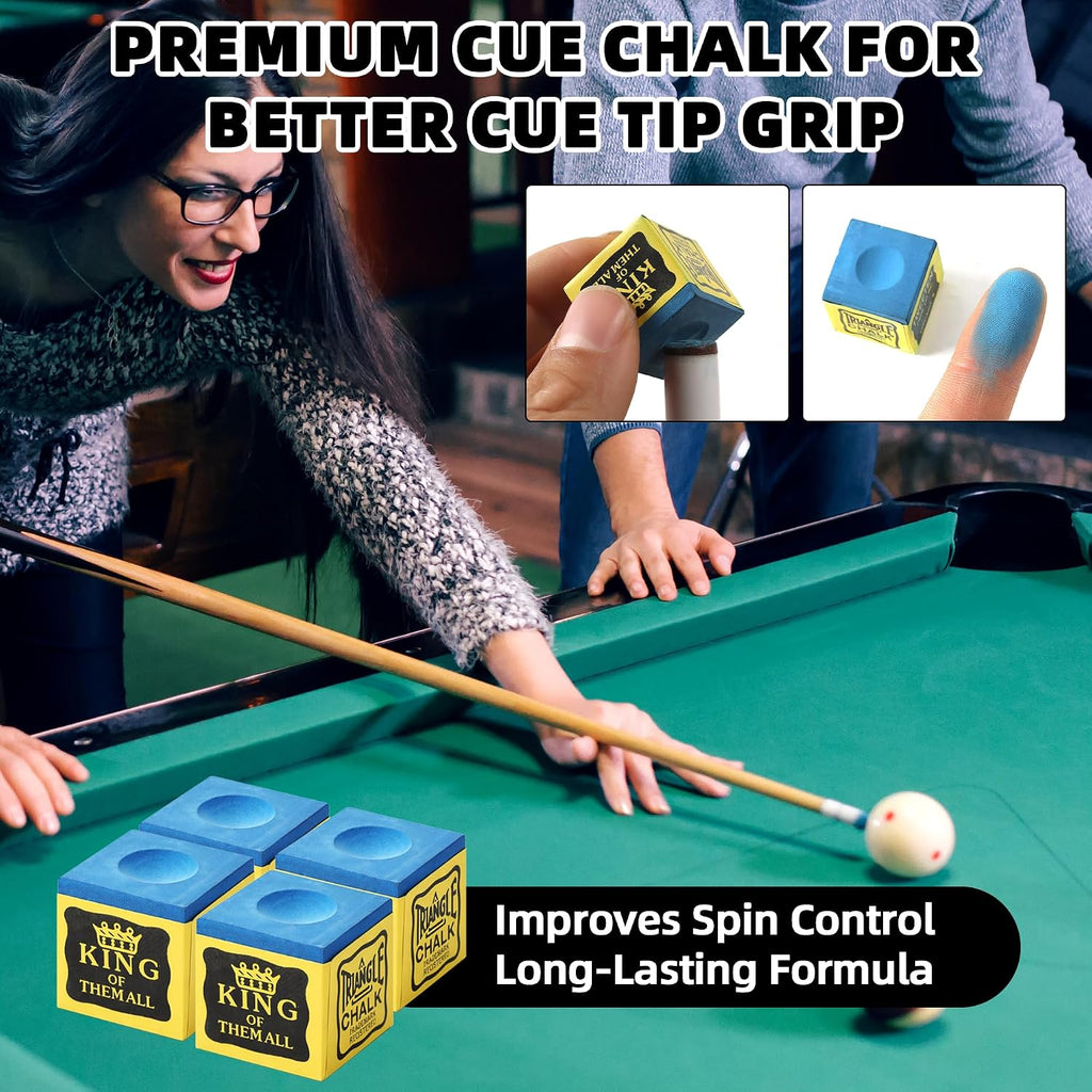 Pool Cue Bridge Head Kit with 2 Billiard Gloves & 4 Cue Chalks | Billiard Accessory Set for Pool Table, Smooth Stroke