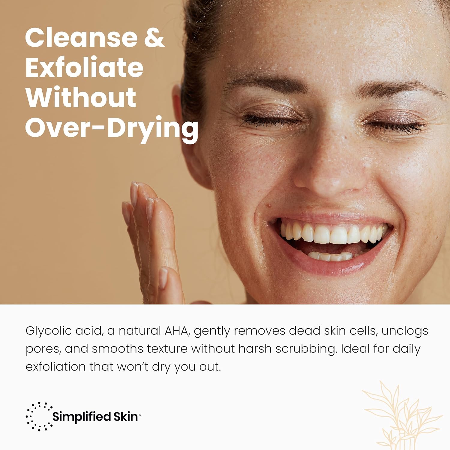 Glycolic Acid Face Wash & Cleanser, 10% AHA | 10% Glycolic Acid with Aloe Vera & Sunflower Oil, Gently Exfoliates &