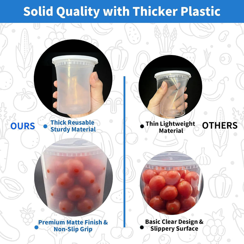 Plastic Deli Containers with Lids, 120 Sets 64 oz Leakproof Soup Cups