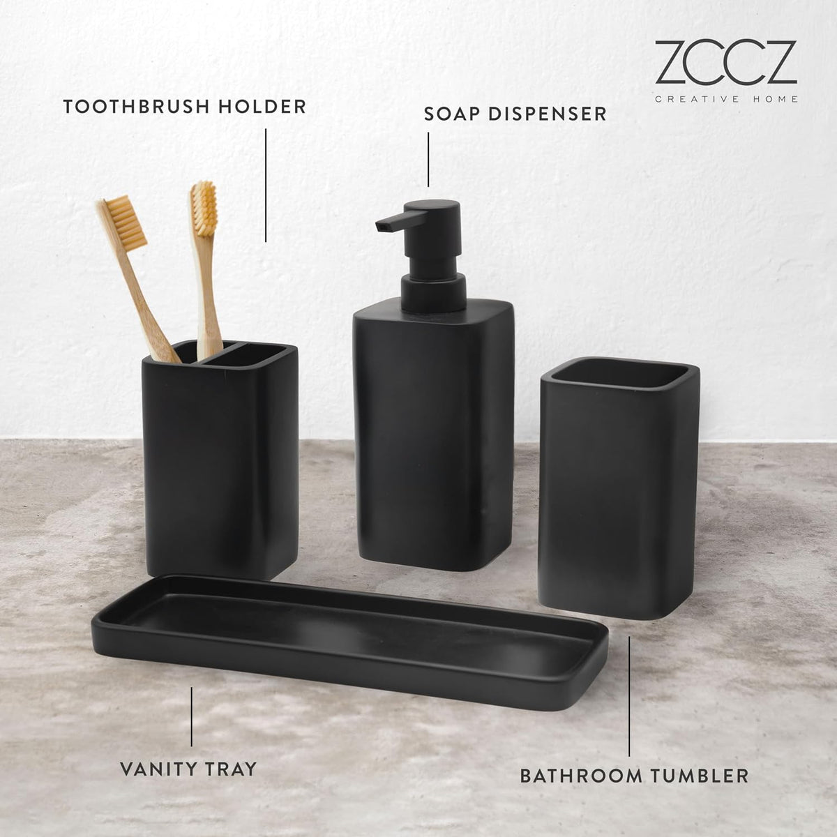 Bathroom Accessory Sets, 4 Pieces Bathroom Accessories Complete Set Vanity Countertop Accessory Set, Includes Lotion
