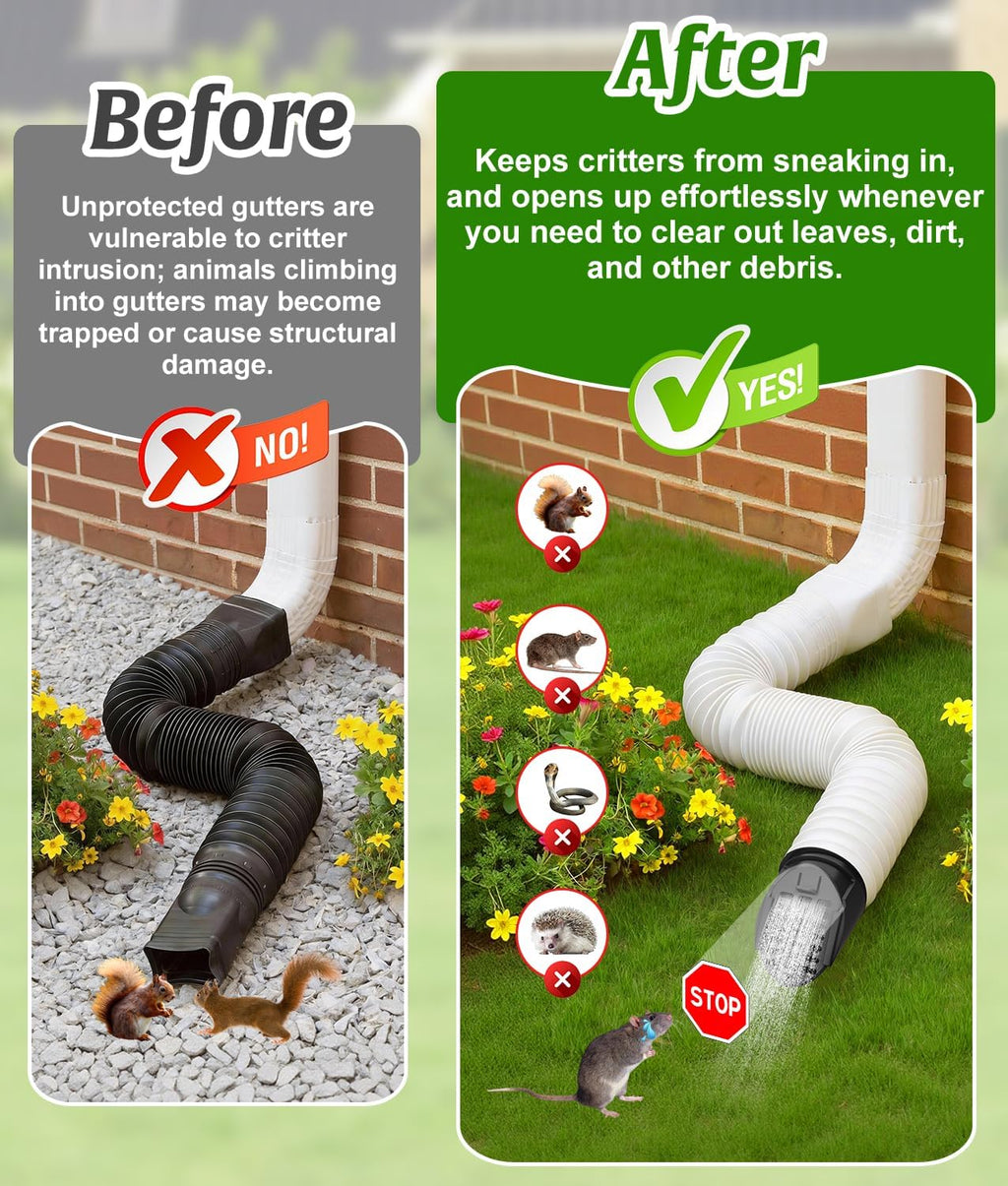 Rain Gutter Downspout Extension Hose Guard, Drain Downspout Extender Outlet Filter and Leaf Guard, for Standard 4''