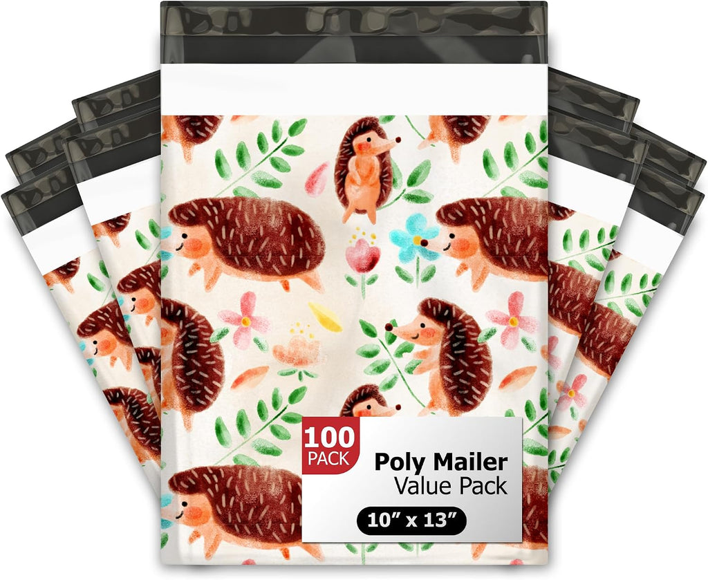 10x13 (100) Hedgehogs Designer Poly Mailers Shipping Envelopes Premium Printed Bags
