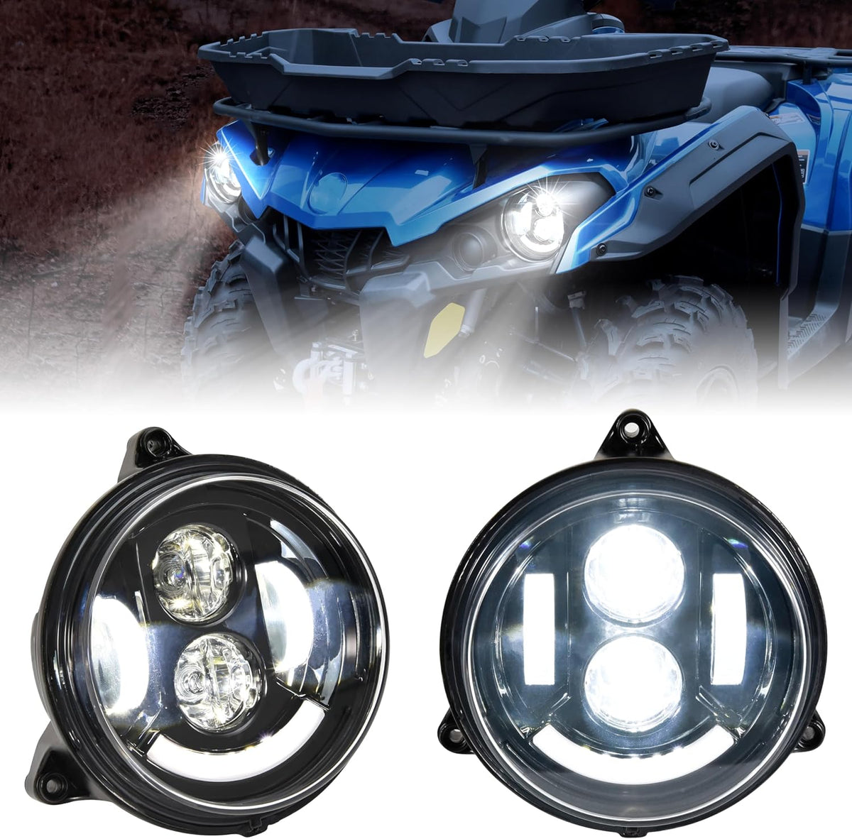SAUTVS Headlight for Can-Am Outlander 450 500 570 2015-2024, LED Front Lamp