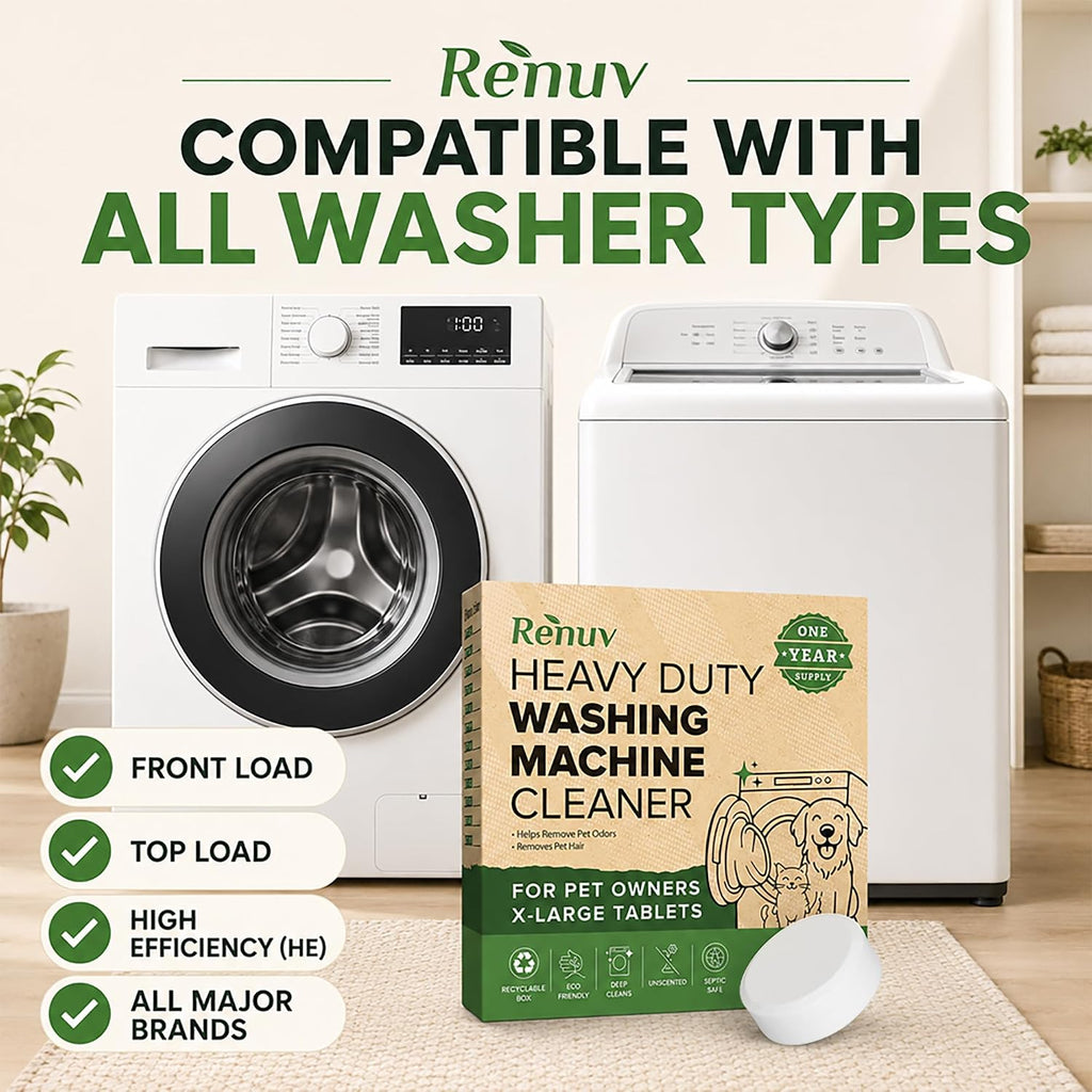 Heavy Duty Washing Machine Cleaner For Pet Owners, 12 XL Tablets