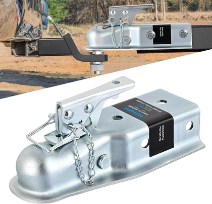 Straight Trailer Coupler with Security Latch&Chain for 2-Inch Hitch Ball, 3-Inch Channel,3500 LBS,Heavy Duty Trailler