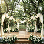 Heavy Duty Half Wedding Arch Backdrop Stand with Hooks Adjustable 5.6-7.6FT
