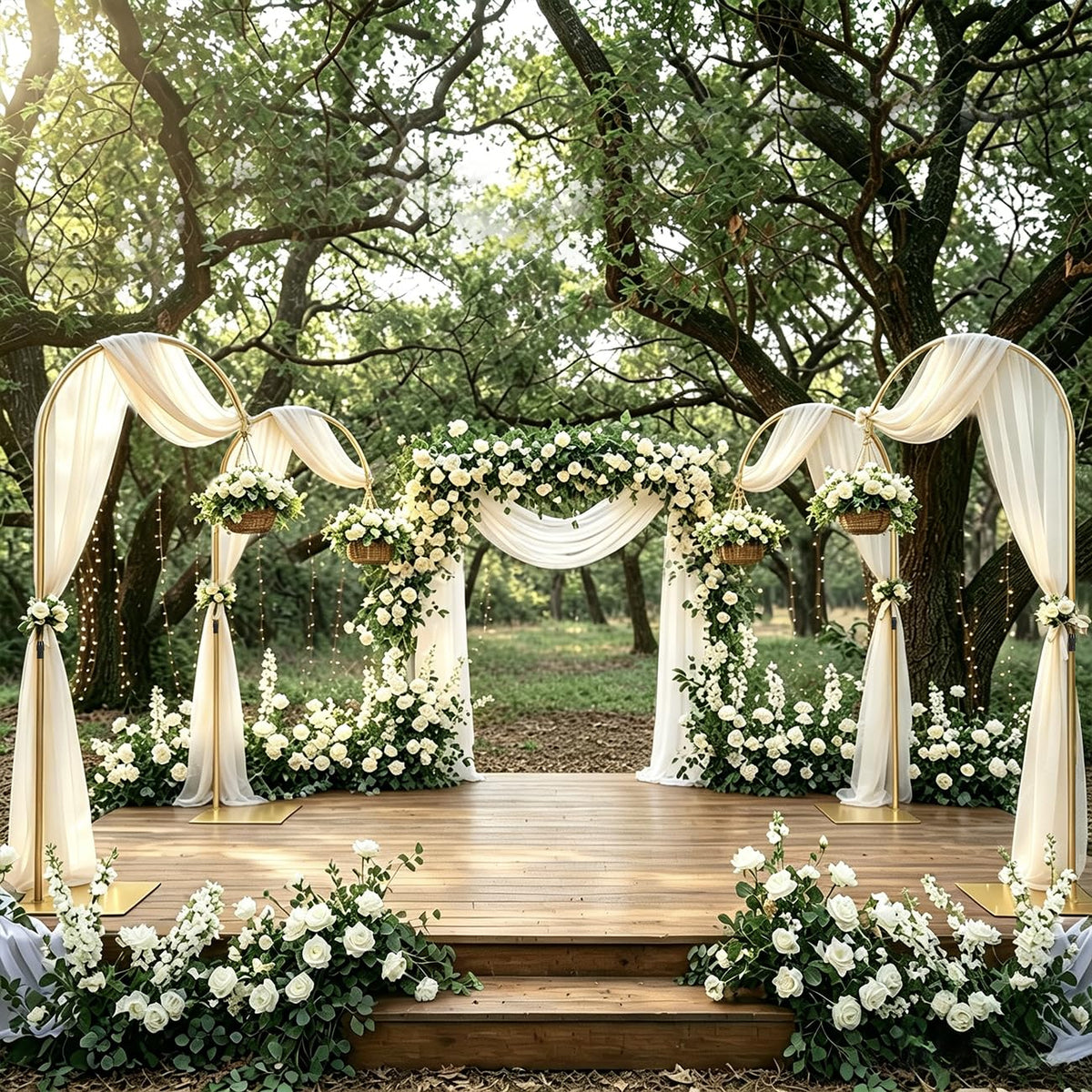 Heavy Duty Half Wedding Arch Backdrop Stand with Hooks Adjustable 5.6-7.6FT