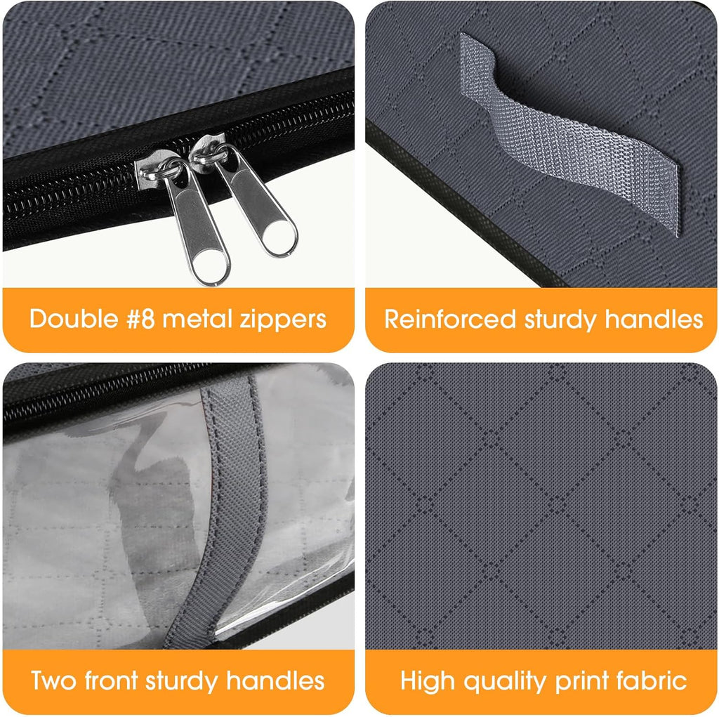 Under Bed Storage Bags 3 Pack, 40L Large Clothes & Comforter Storage Containers with Clear Window, Breathable Fabric