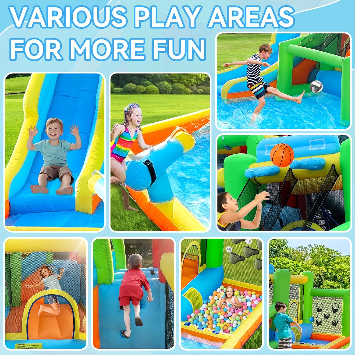Inflatable Bounce House Water Slide, Bounce House for Kids Indoor Outdoor Bouncy House with 550W Blower, Bounce