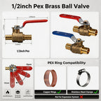 VANCOCO PEX B Ball Valve 1/2", Blue, 2-Pack