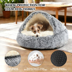 Hooded Donut Bed, Calming Cave for Cats & Small Dogs