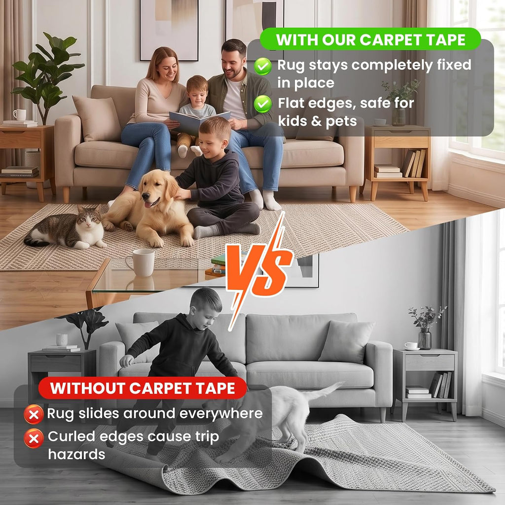 Double Sided Carpet Tape, Rug Tape for Hardwood Floors & Area Rugs