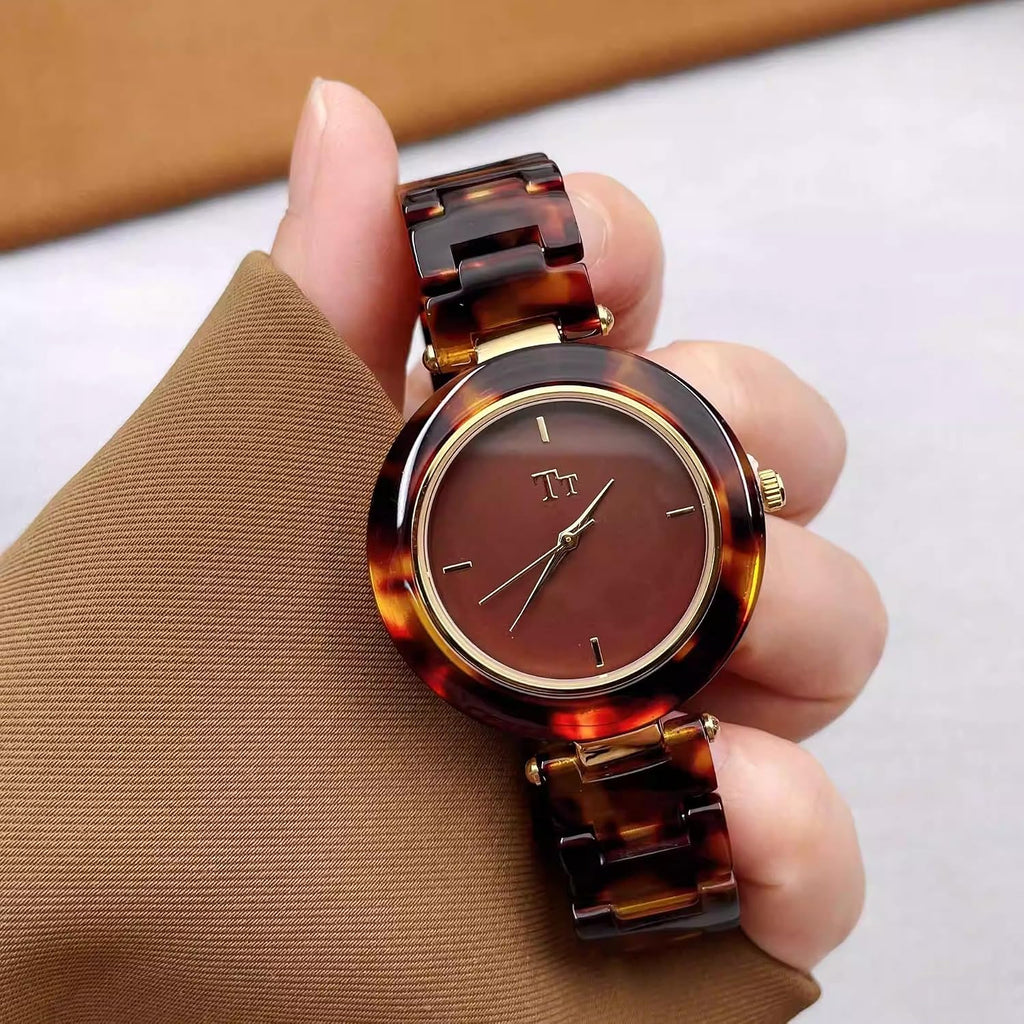 Ladies Watches for Women – Vintage Round Bracelet Watch for Women, Retro Analog Unique Wrist Watch, Resin Shell Design